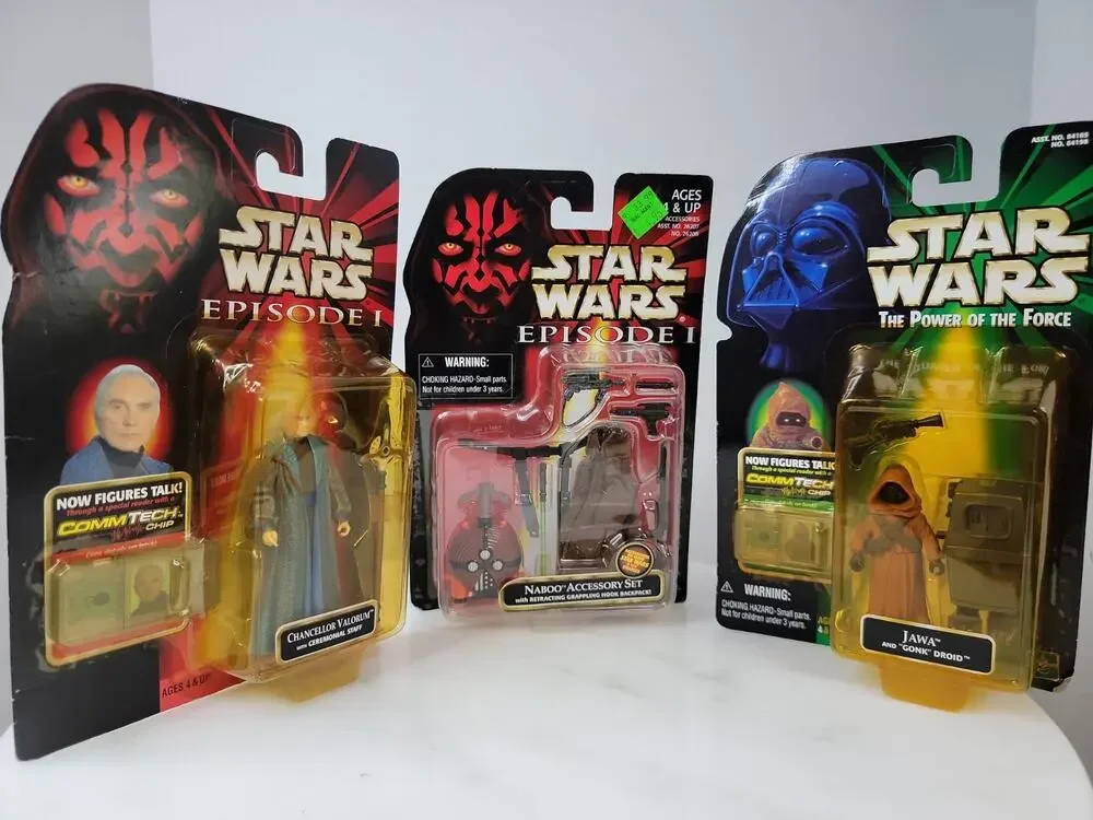 Hasbro Star Wars Episode 1 TPM Lot of 3 Star Wars Commtech Chip Jawa Naboo Set